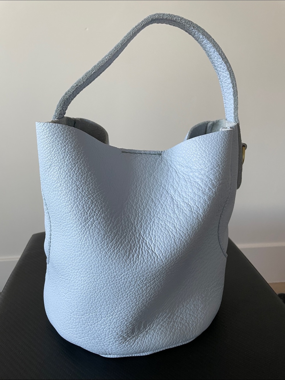 Portland Leather Pale Blue Pebbled Hobo Bag